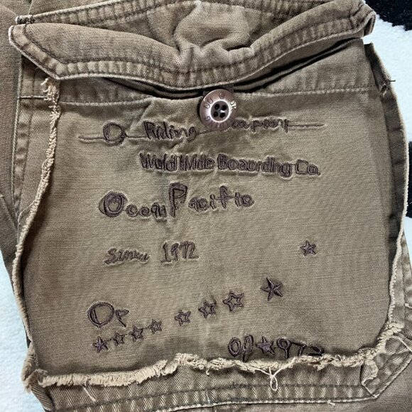 Vintage Y2K 90s OP Riding Co Khaki Cargo Straight Leg Relaxed Fit Pants - Picture 7 of 13